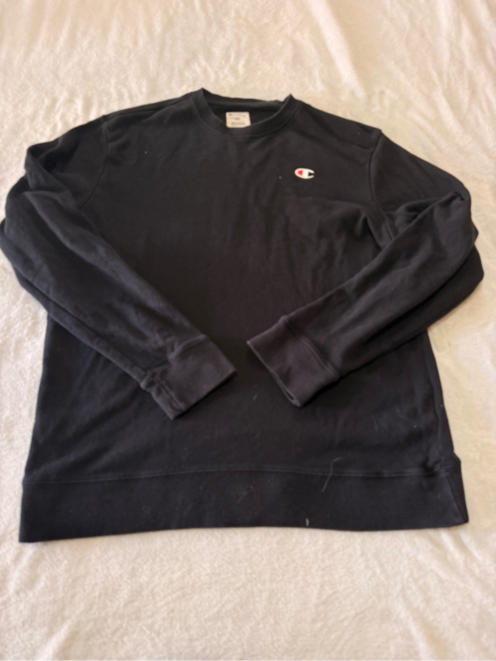 Champion Black Crewneck with Small Logo Patch